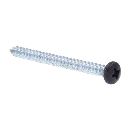Prime-Line Sheet Metal Screw, Self-Tap Pan Head Phil Dr No. 8 X 2in Zinc Pl Steel Black Head 25PK 9154961